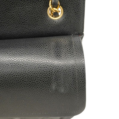 Chanel Shoulder Bag Deca Matelasse Caviar Skin Black Gold Hardware Women