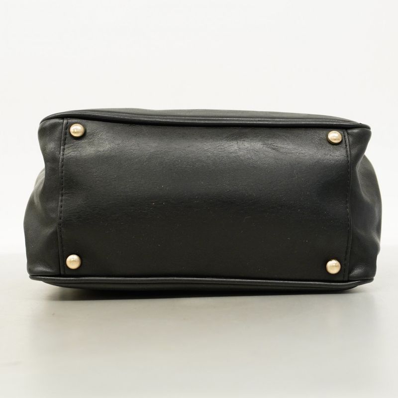 Chanel Shoulder Bag Camellia Leather Black Chien Pan Gold Hardware Women