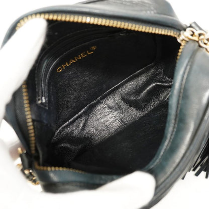 Chanel Shoulder Bag Lambskin Black Gold Hardware Women