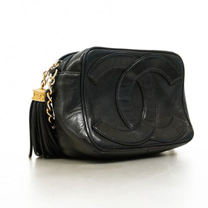 Chanel Shoulder Bag Lambskin Black Gold Hardware Women