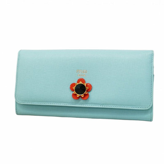 Fendi Long Wallet Leather Blue Gold Hardware Women