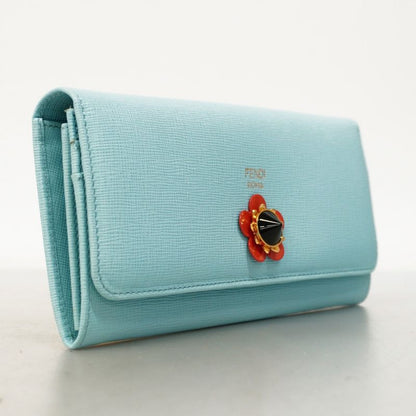 Fendi Long Wallet Leather Blue Gold Hardware Women