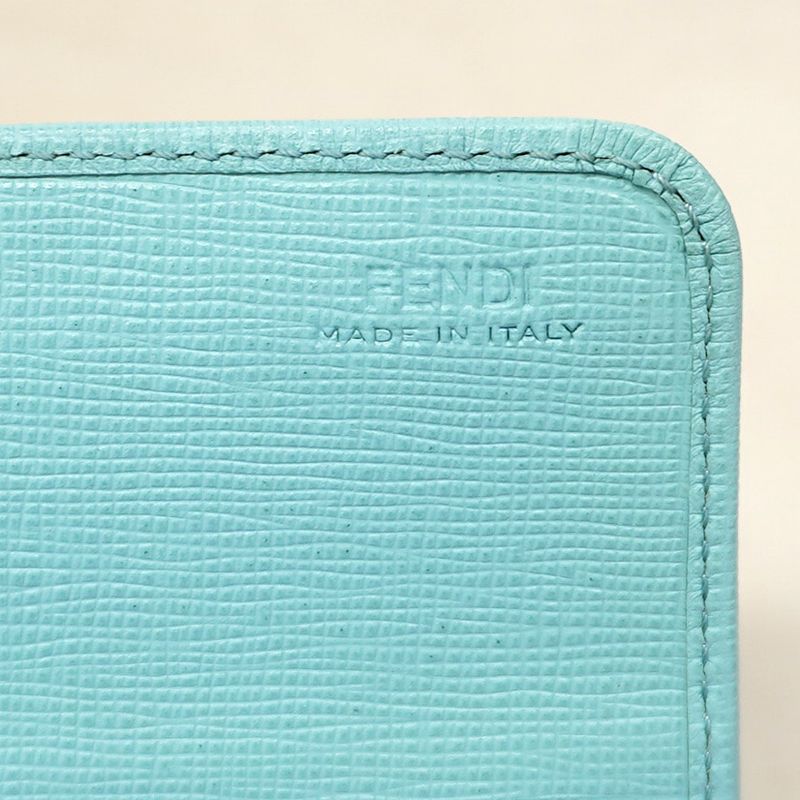 Fendi Long Wallet Leather Blue Gold Hardware Women