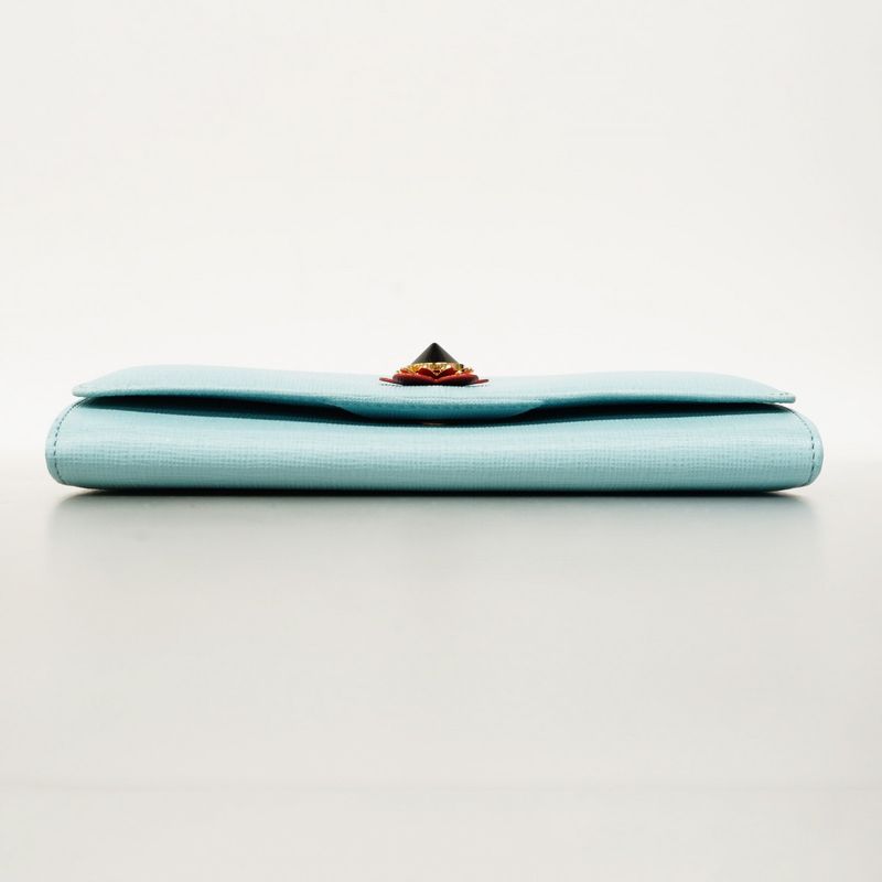 Fendi Long Wallet Leather Blue Gold Hardware Women