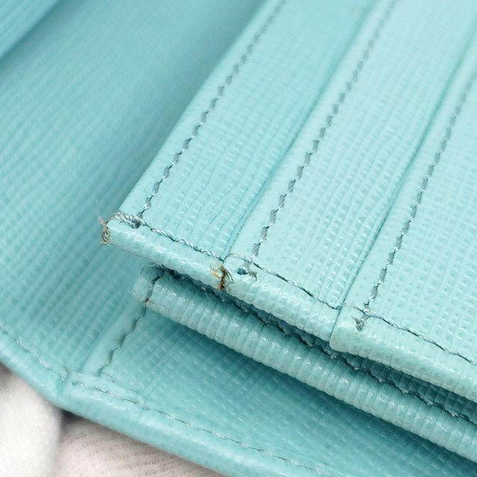 Fendi Long Wallet Leather Blue Gold Hardware Women