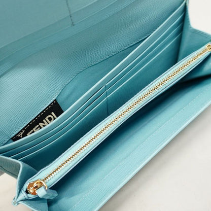 Fendi Long Wallet Leather Blue Gold Hardware Women