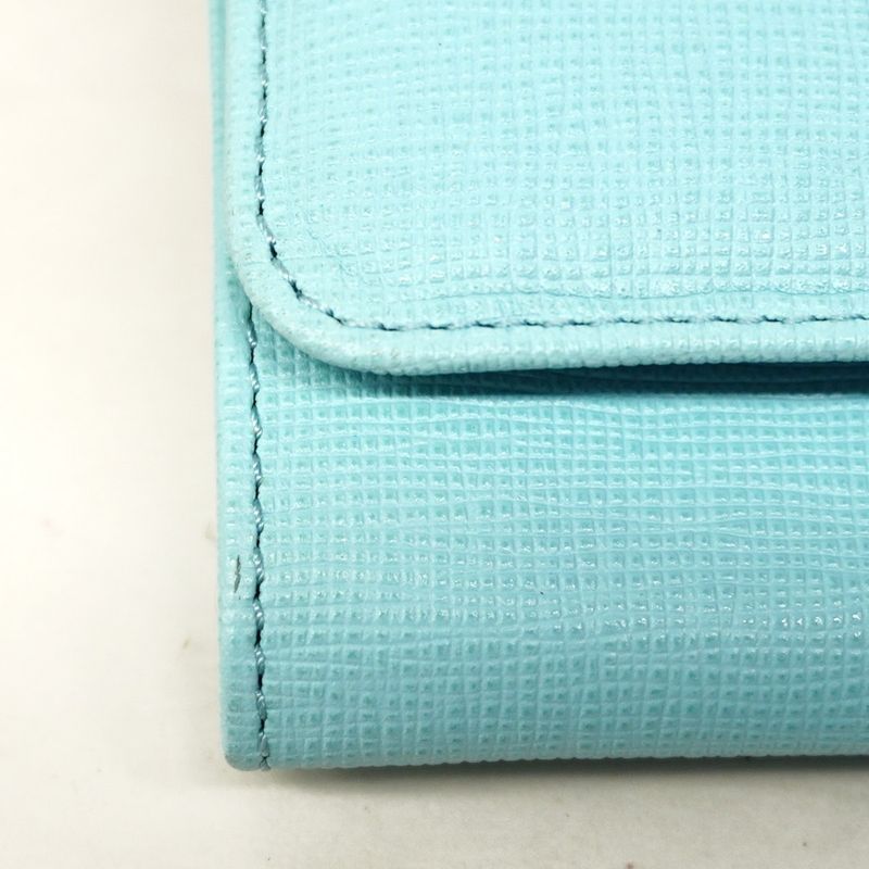 Fendi Long Wallet Leather Blue Gold Hardware Women