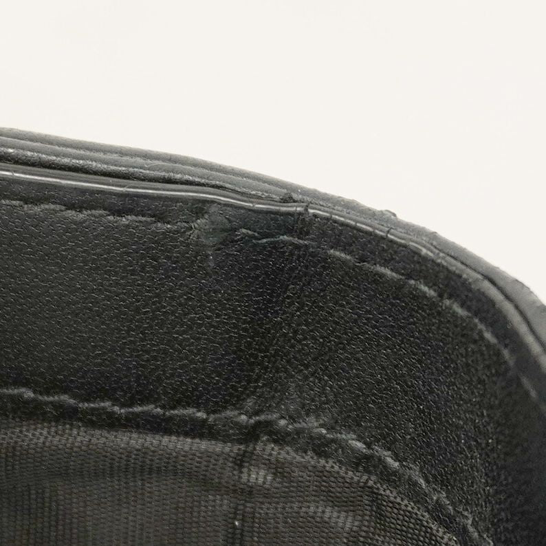 Christian Dior Trifold Wallet Canage Leather Black Gold Hardware Women