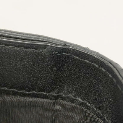 Christian Dior Trifold Wallet Canage Leather Black Gold Hardware Women