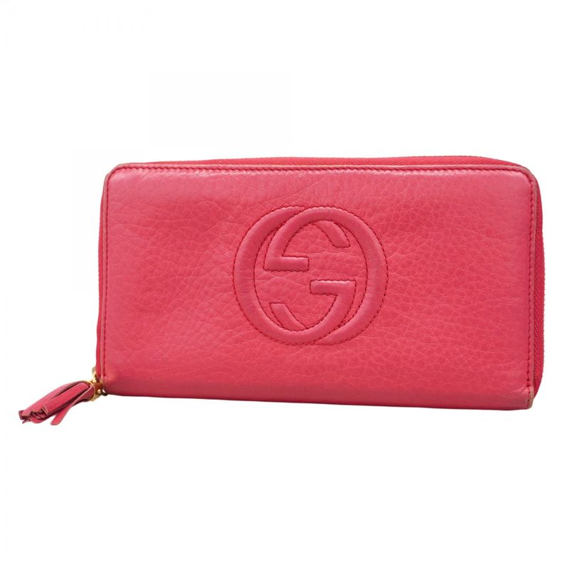 Gucci Long Wallet Soho 308280 Leather Pink Gold Hardware Women