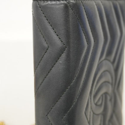 Gucci Shoulder Bag GG Marmont 474575 Leather Black Gold Hardware Women