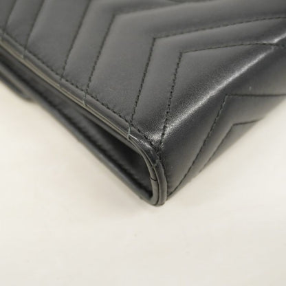 Gucci Shoulder Bag GG Marmont 474575 Leather Black Gold Hardware Women