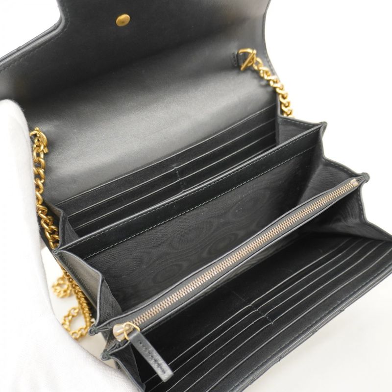 Gucci Shoulder Bag GG Marmont 474575 Leather Black Gold Hardware Women