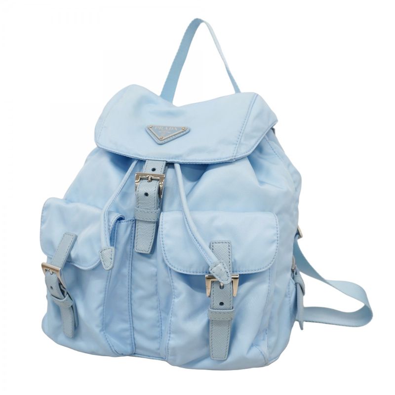 Prada Backpack Daypack Tessuto Nylon Sky Blue Silver Hardware Women