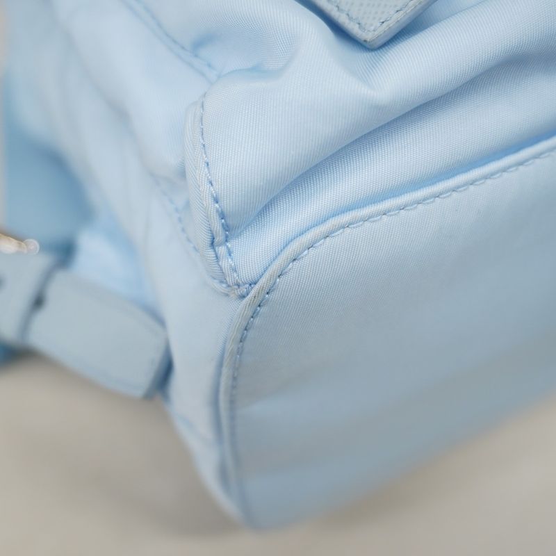 Prada Backpack Daypack Tessuto Nylon Sky Blue Silver Hardware Women