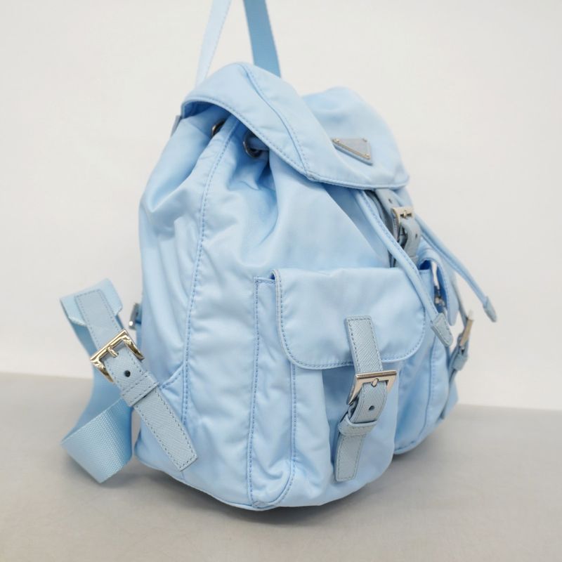 Prada Backpack Daypack Tessuto Nylon Sky Blue Silver Hardware Women