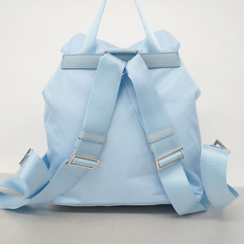 Prada Backpack Daypack Tessuto Nylon Sky Blue Silver Hardware Women