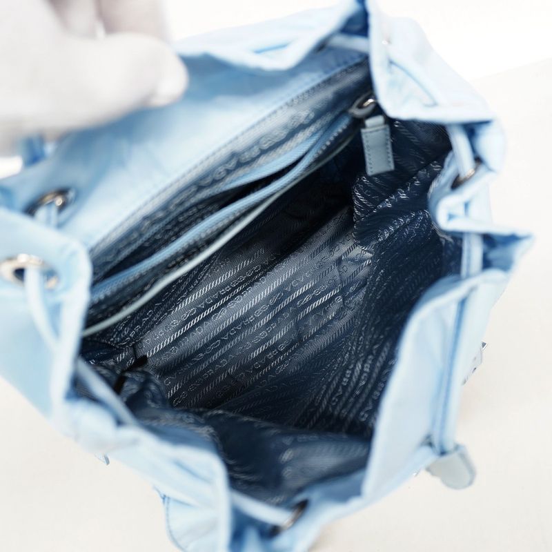 Prada Backpack Daypack Tessuto Nylon Sky Blue Silver Hardware Women