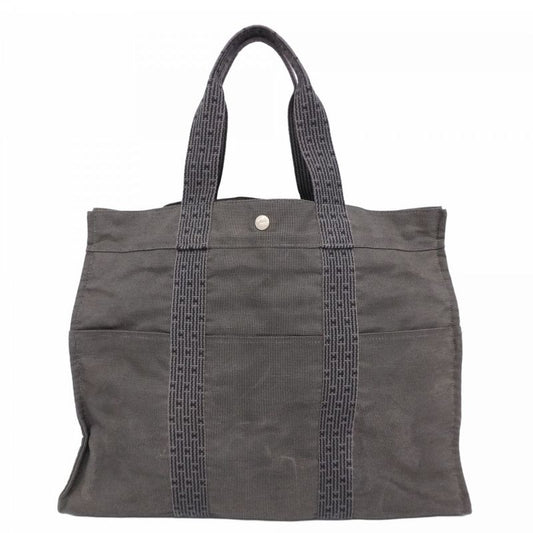 Hermes Tote Bag Yale Line GM Canvas Gray Silver Hardware Women