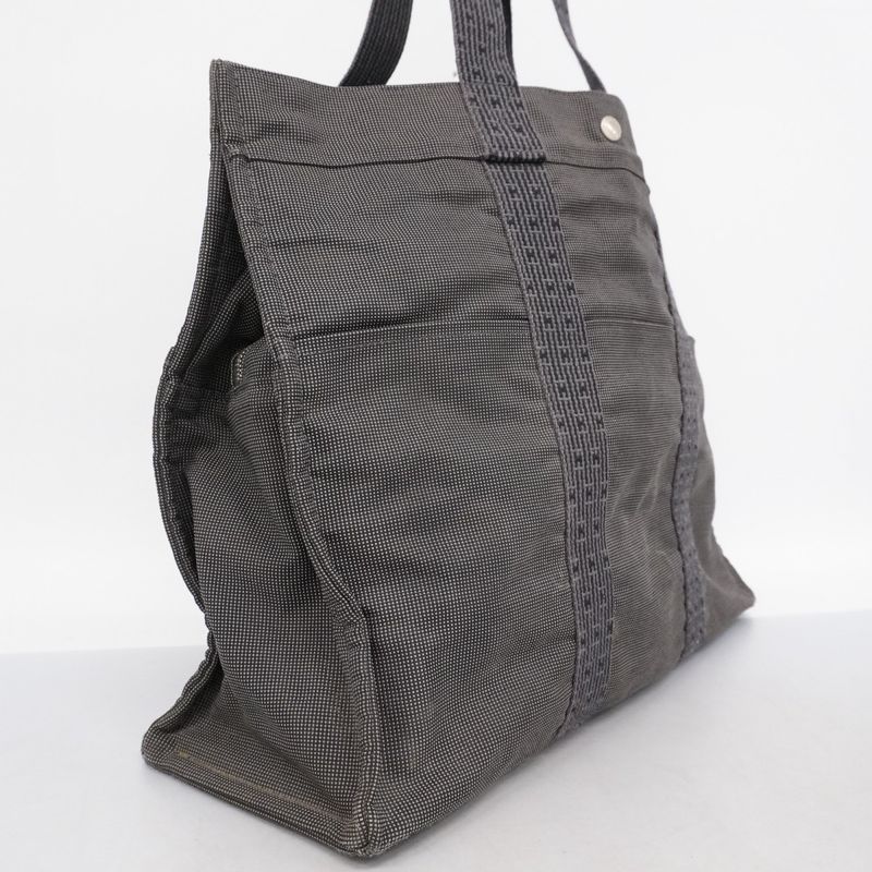 Hermes Tote Bag Yale Line GM Canvas Gray Silver Hardware Women