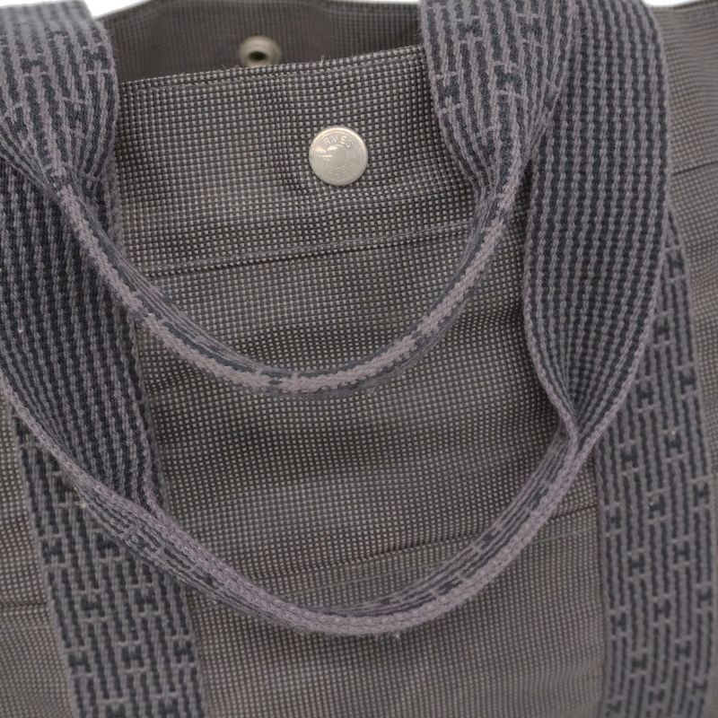 Hermes Tote Bag Yale Line GM Canvas Gray Silver Hardware Women