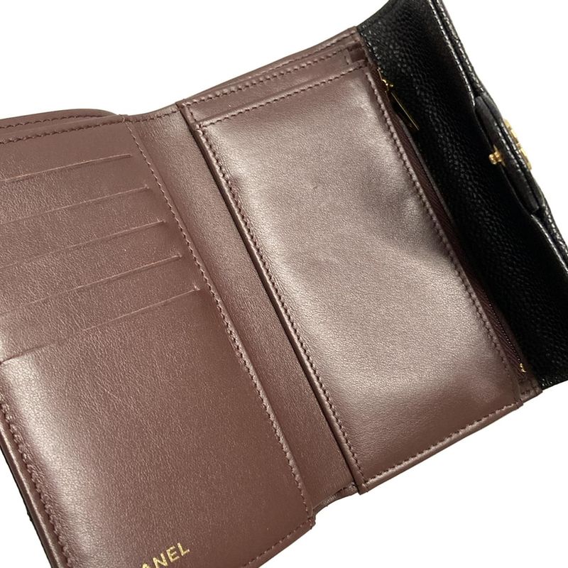 Chanel Trifold Wallet - Black Gold Hardware