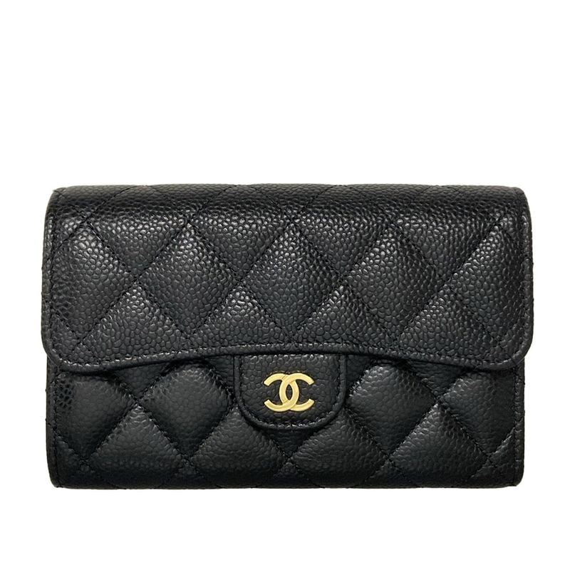 Chanel Trifold Wallet - Black Gold Hardware
