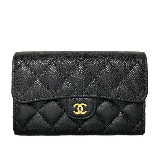 Chanel Trifold Wallet - Black Gold Hardware