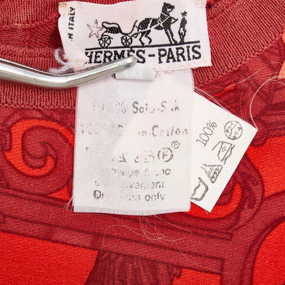 Hermes Knit Sweater Short Sleeves Size: M Red Silk Cotton Women Hermes