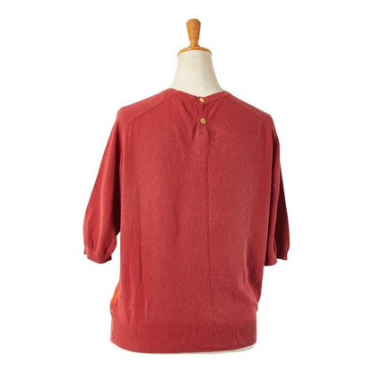 Hermes Knit Sweater Short Sleeves Size: M Red Silk Cotton Women Hermes