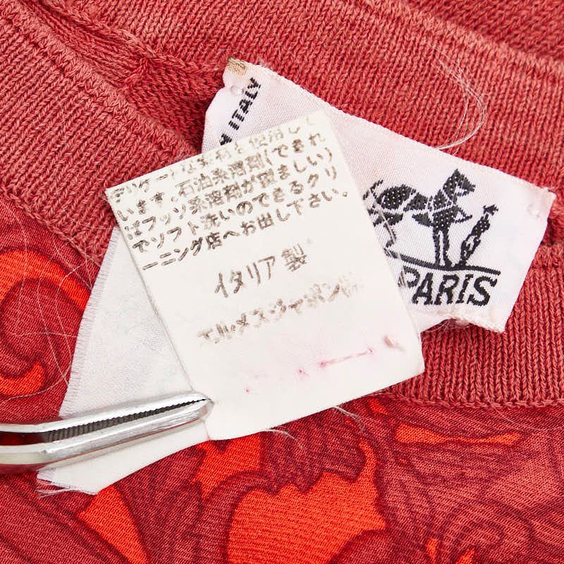 Hermes Knit Sweater Short Sleeves Size: M Red Silk Cotton Women Hermes