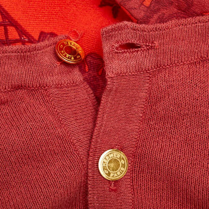 Hermes Knit Sweater Short Sleeves Size: M Red Silk Cotton Women Hermes