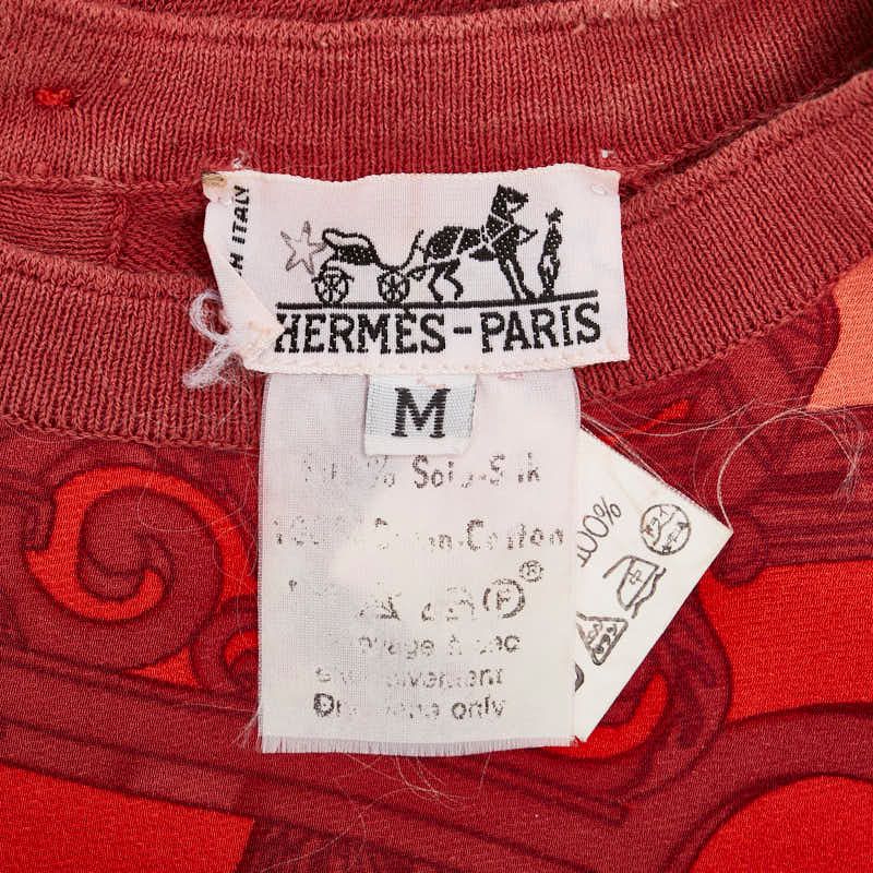 Hermes Knit Sweater Short Sleeves Size: M Red Silk Cotton Women Hermes