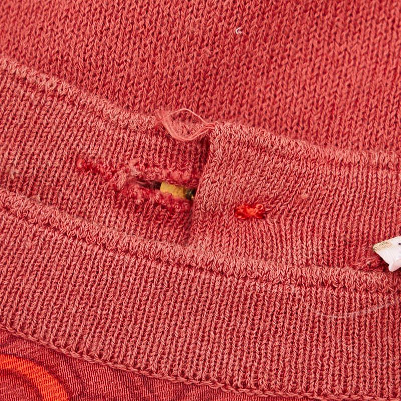 Hermes Knit Sweater Short Sleeves Size: M Red Silk Cotton Women Hermes