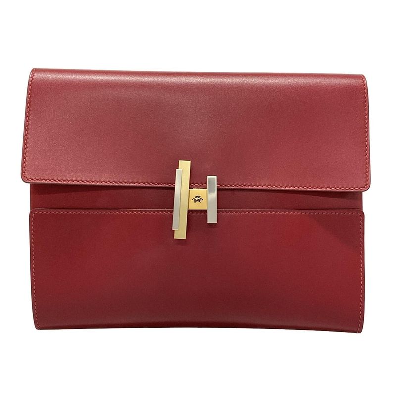 Hermes Clutch Bag Cinetic Gold And Silver Hardware Ruby