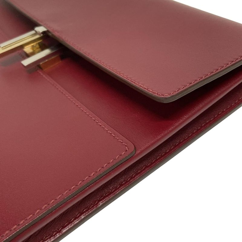 Hermes Clutch Bag Cinetic Gold And Silver Hardware Ruby