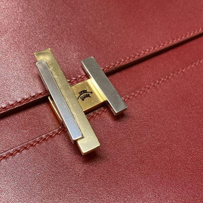 Hermes Clutch Bag Cinetic Gold And Silver Hardware Ruby