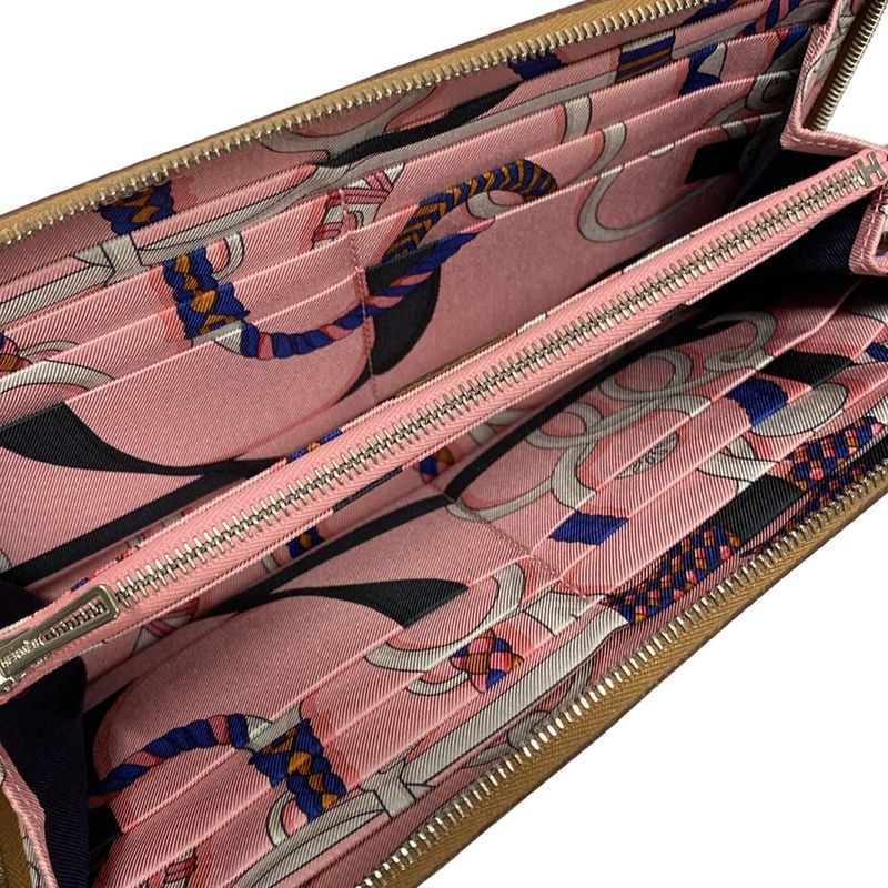 Hermes Azap Long Silkine Gold Round Zipper With Silver Hardware