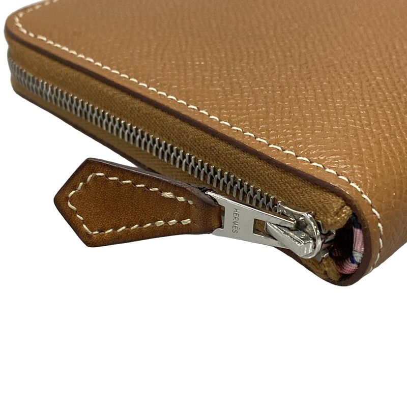 Hermes Azap Long Silkine Gold Round Zipper With Silver Hardware