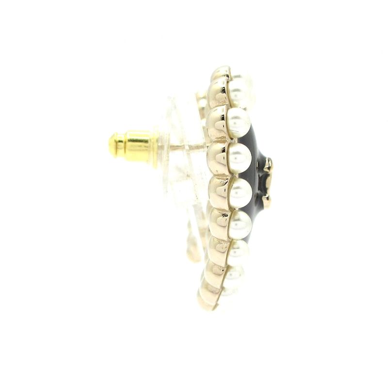Chanel Earrings - Black X Ivory X Gold Heart