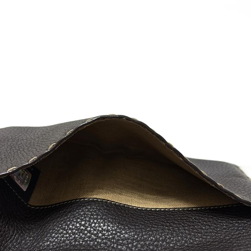 Fendi Long Wallet Selleria 8m0144 Dark Brown Leather