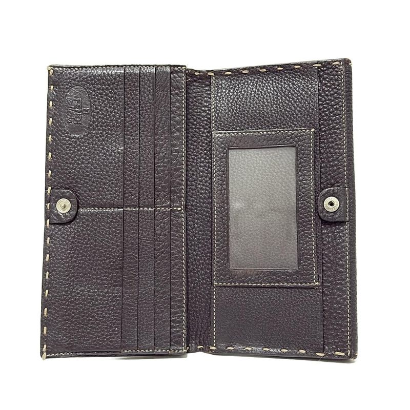 Fendi Long Wallet Selleria 8m0144 Dark Brown Leather