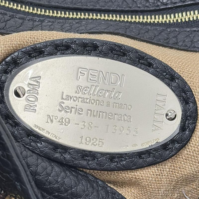 Fendi Handbag Linda Bagselleria 8br486 Black And Dark Brown Leather