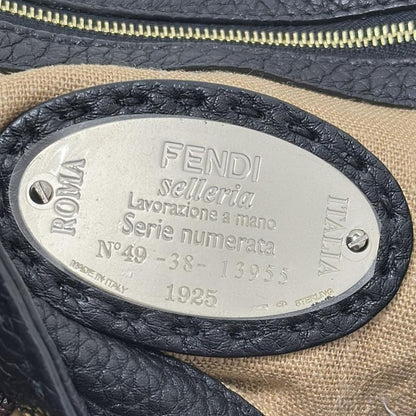 Fendi Handbag Linda Bagselleria 8br486 Black And Dark Brown Leather