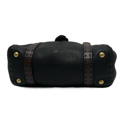 Fendi Handbag Linda Bagselleria 8br486 Black And Dark Brown Leather