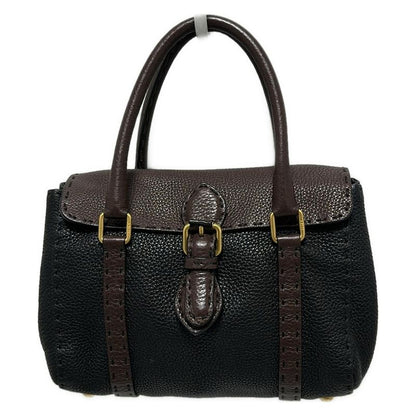 Fendi Handbag Linda Bagselleria 8br486 Black And Dark Brown Leather