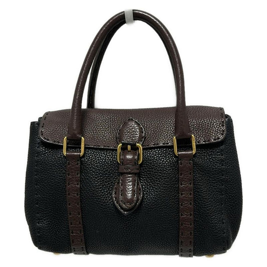 Fendi Handbag Linda Bagselleria 8br486 Black And Dark Brown Leather