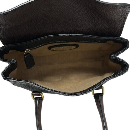 Fendi Handbag Linda Bagselleria 8br486 Black And Dark Brown Leather