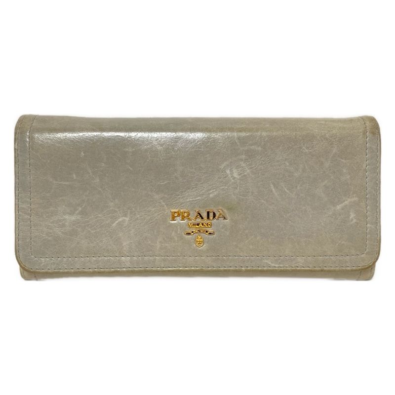 Prada Long Wallet - Blue-grey Leather