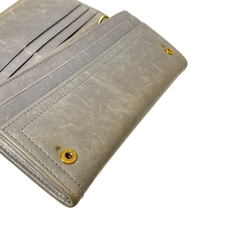 Prada Long Wallet - Blue-grey Leather